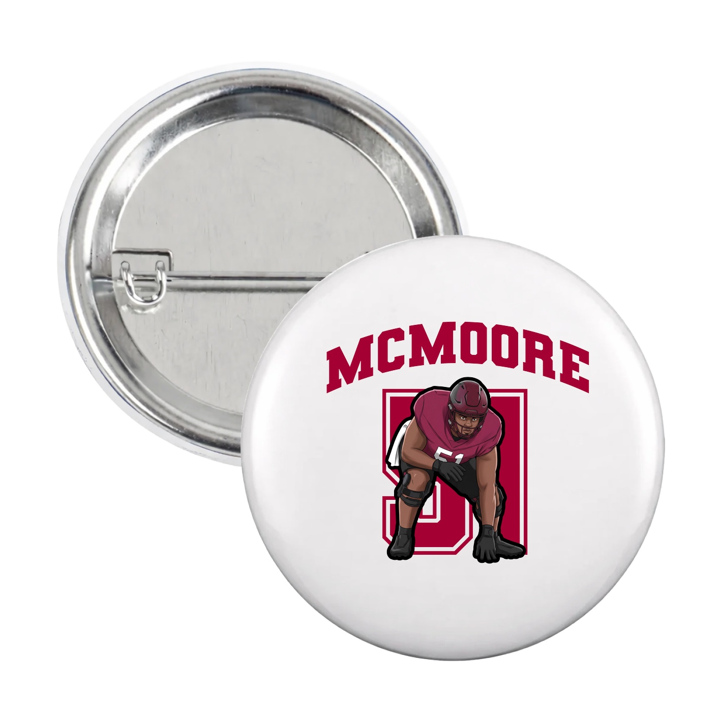Game Day Button — Number in White
