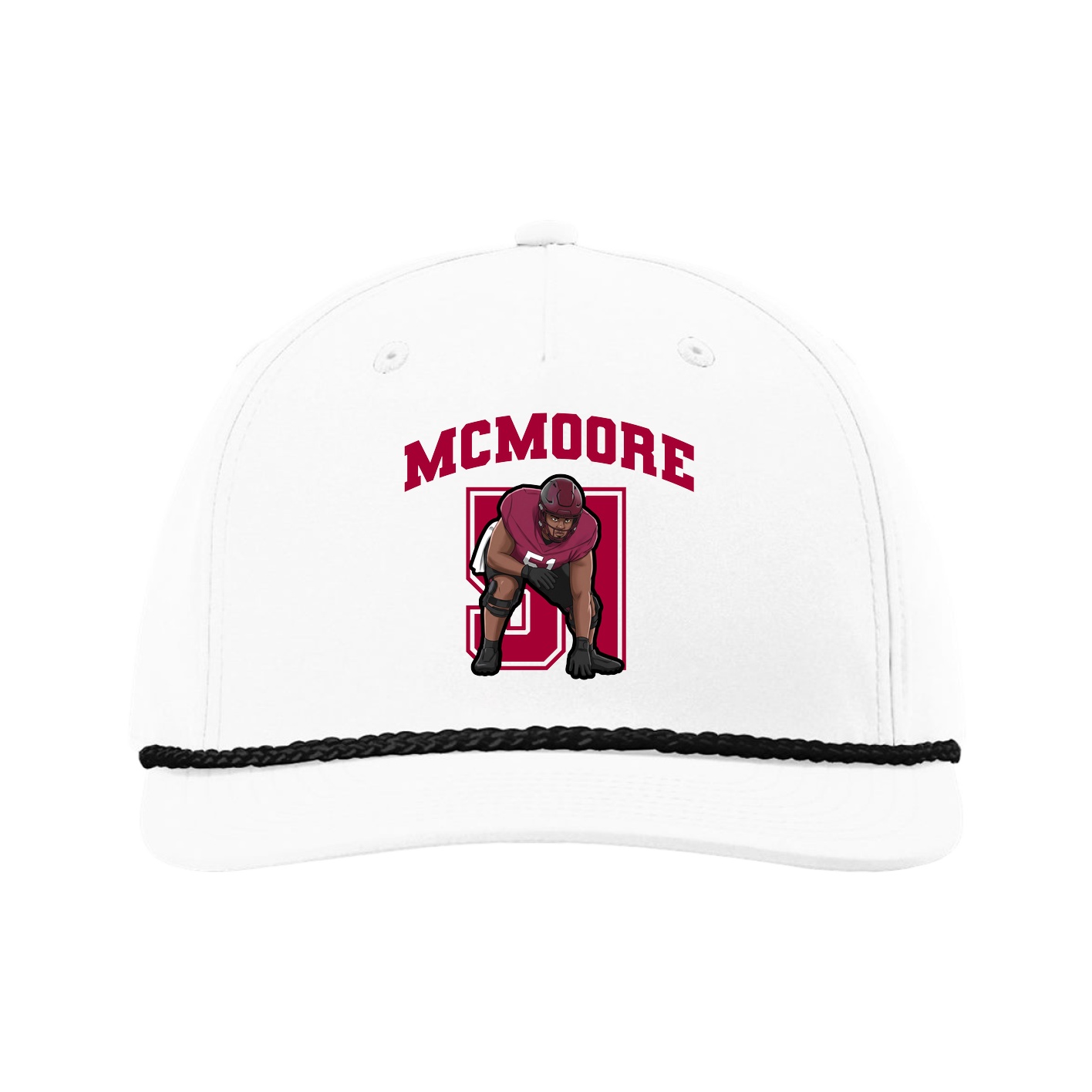Five-Panel Classic Rope Cap — Number in White