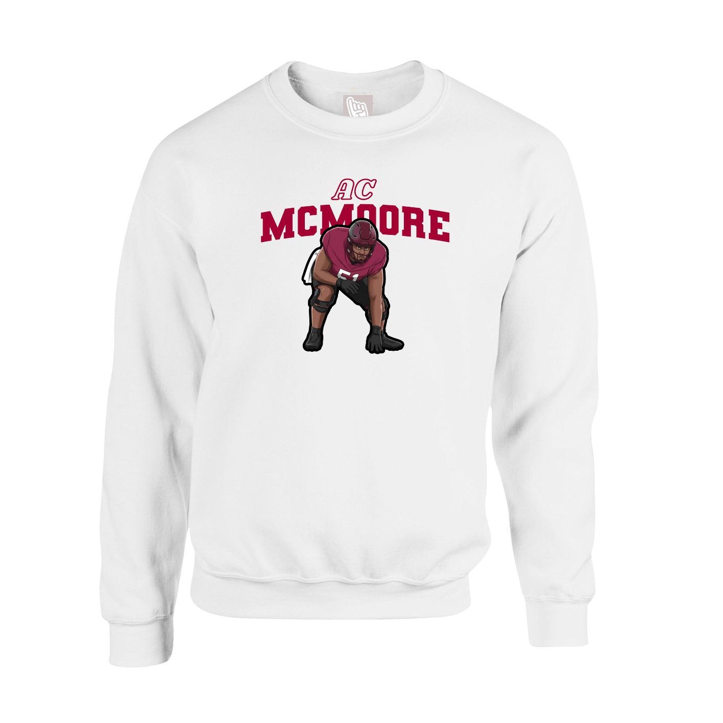 Fleece Crew — Name Arch in White