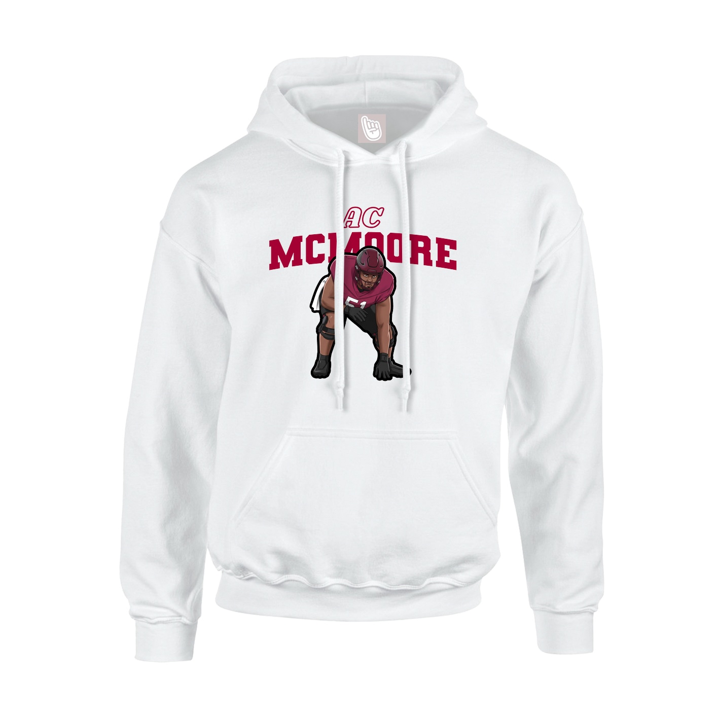 Youth Hoodie — Name Arch in White