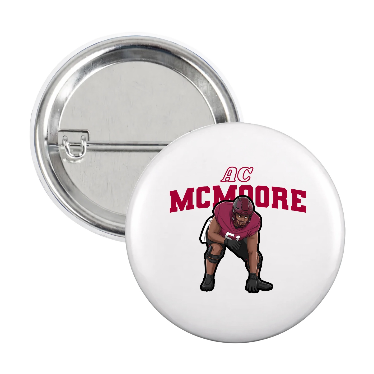 Game Day Button — Name Arch in White