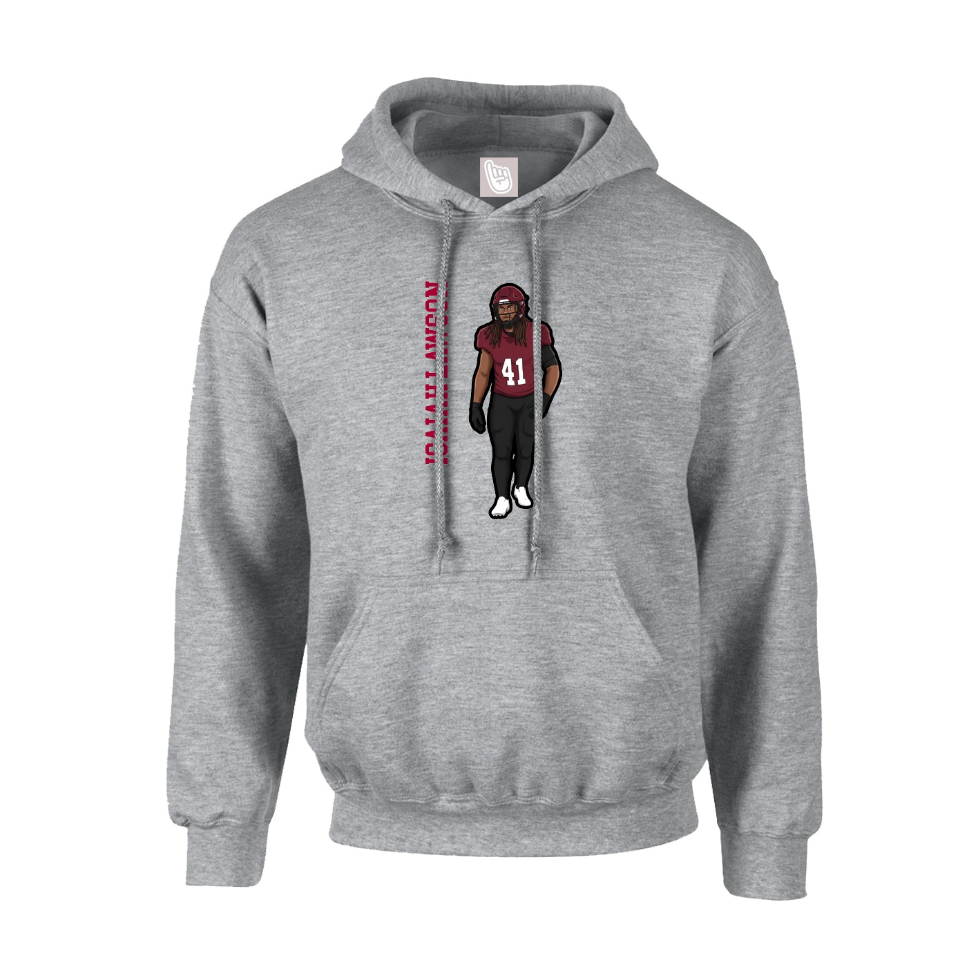 Hoodie — Name Vertical in Grey