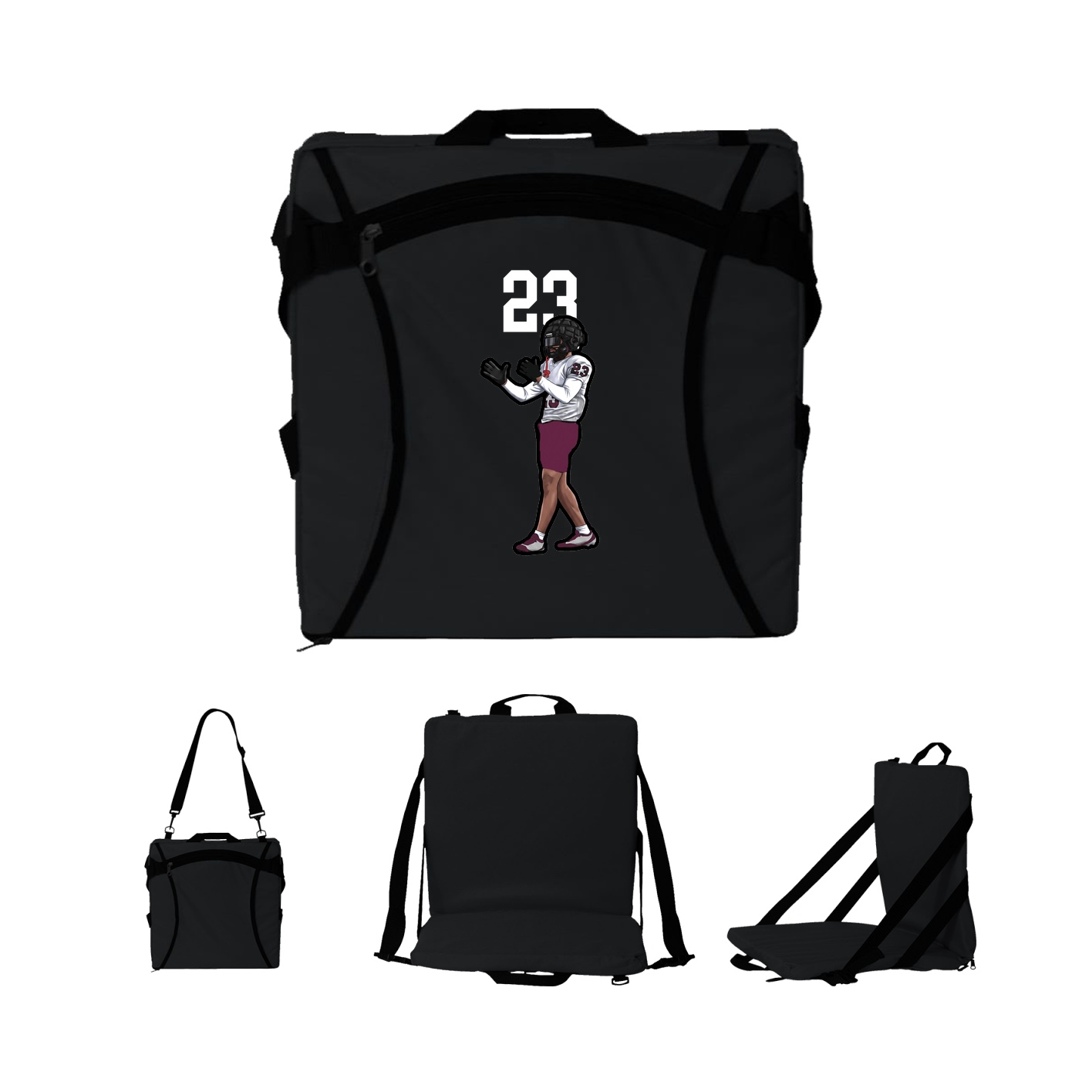 Folding Stadium Seat — Number Top in Black