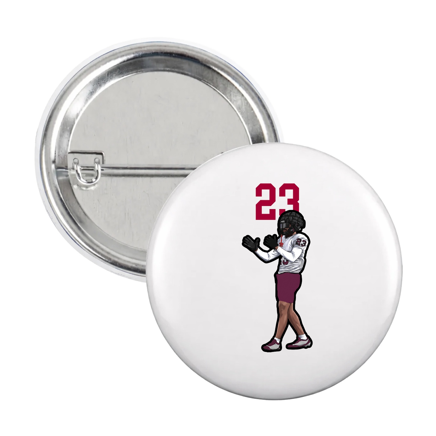 Game Day Button — Number Top in White