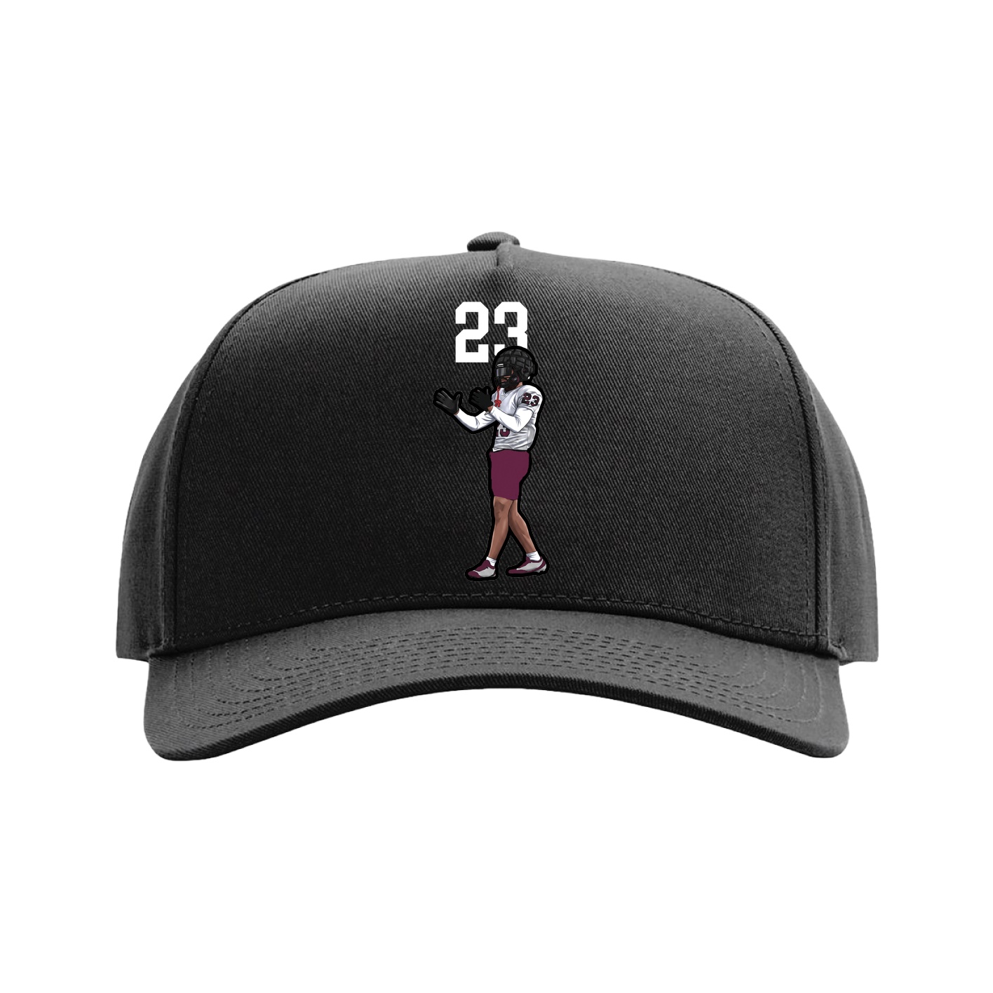 Full Fabric Five-Panel Champ Cap — Number Top in Black
