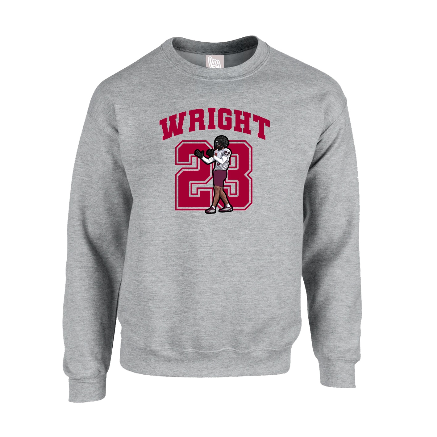 Fleece Crew — Number in Grey