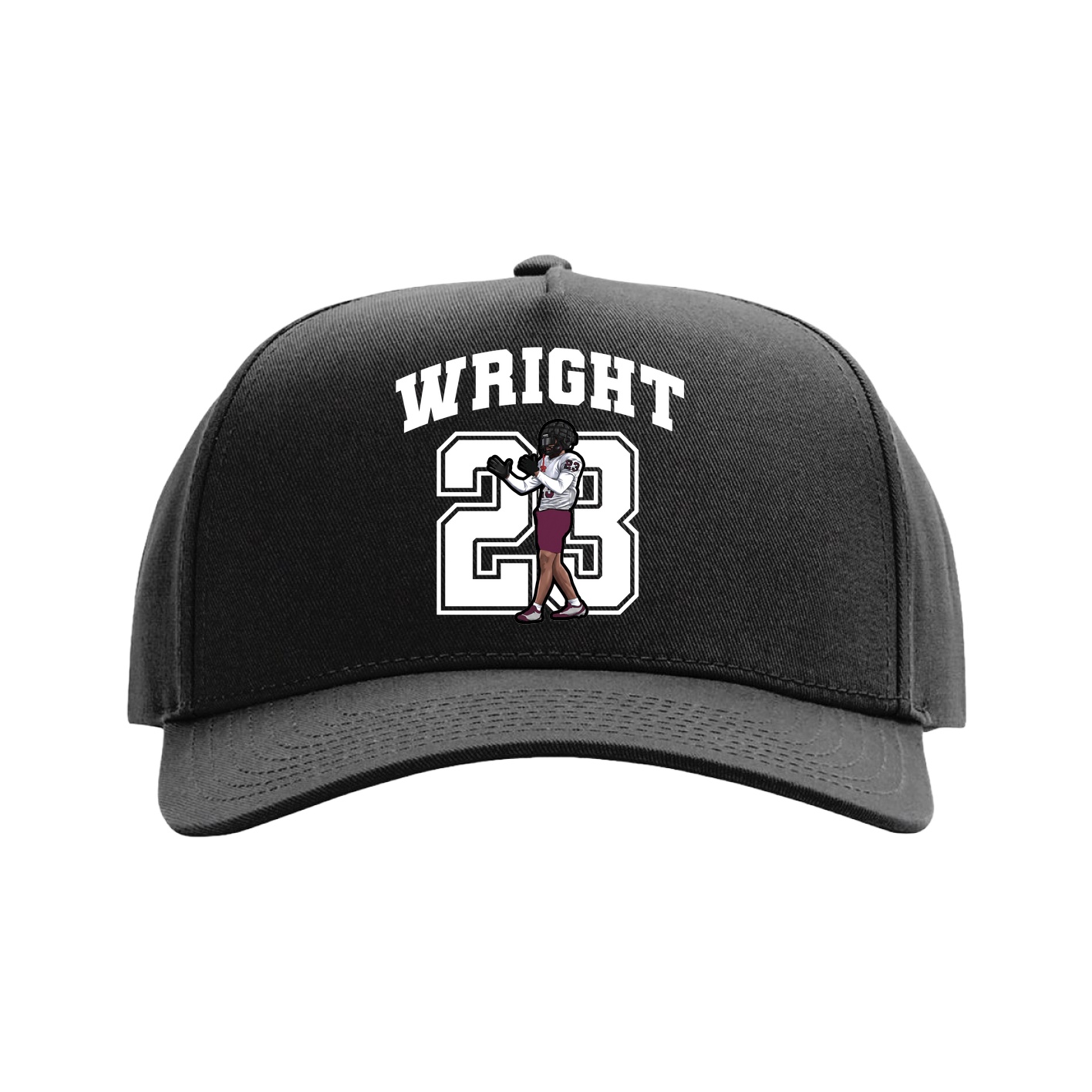 Full Fabric Five-Panel Champ Cap — Number in Black