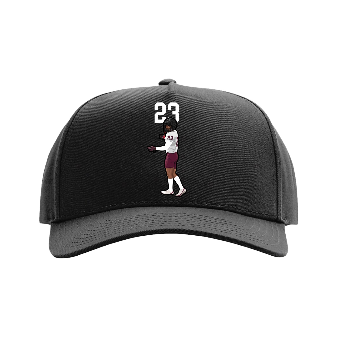 Full Fabric Five-Panel Champ Cap — Number Top in Black