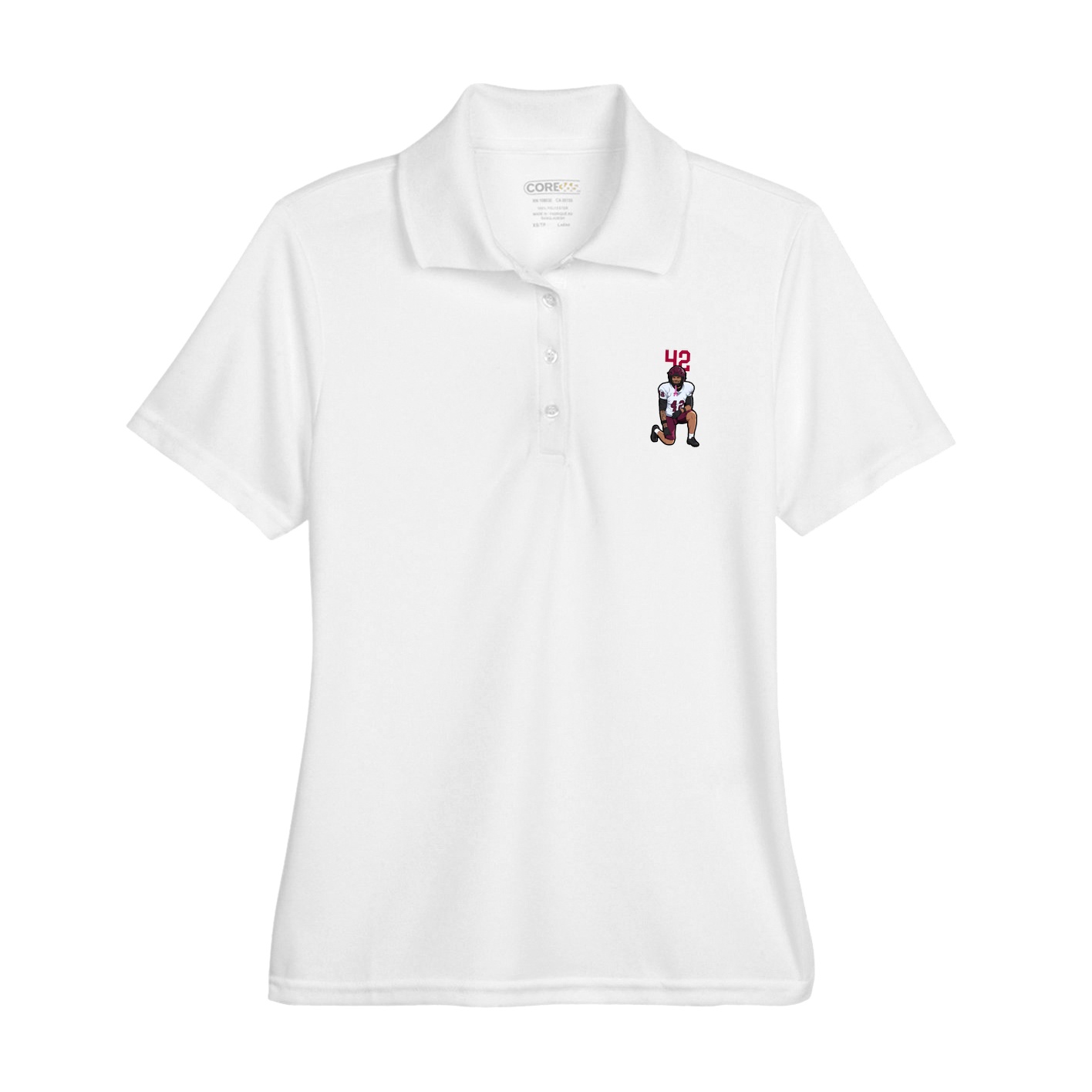 Womens Performance Polo — Number Top in White