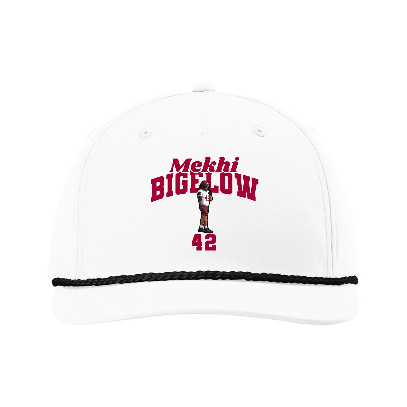 Five-Panel Classic Rope Cap — Signature Arch in White