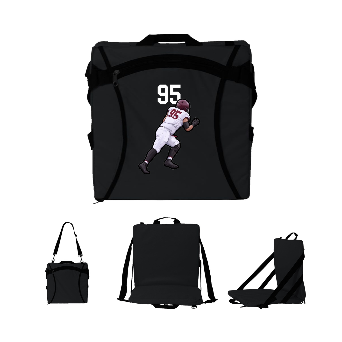 Folding Stadium Seat — Number Top in Black