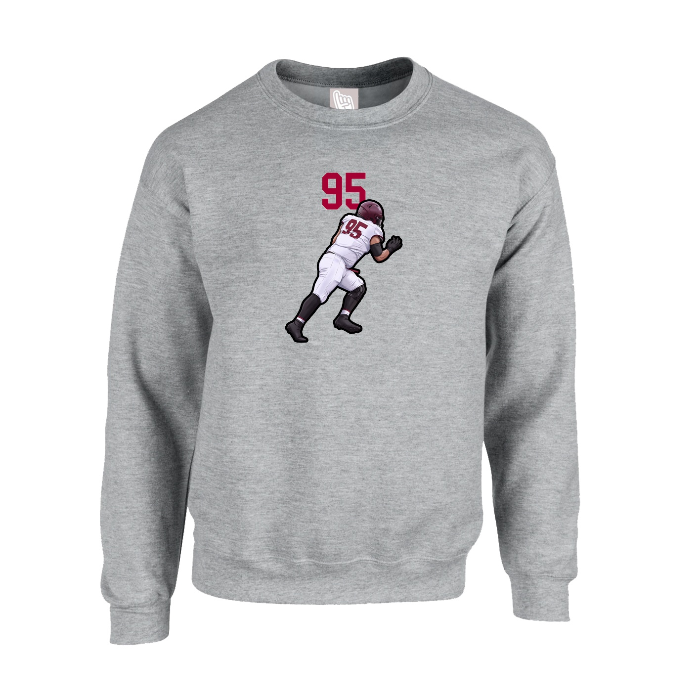 Fleece Crew — Number Top in Grey