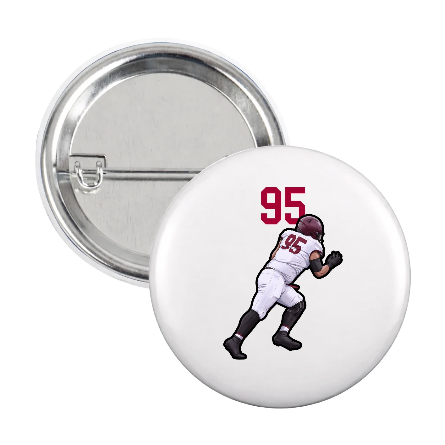 Game Day Button — Number Top in White