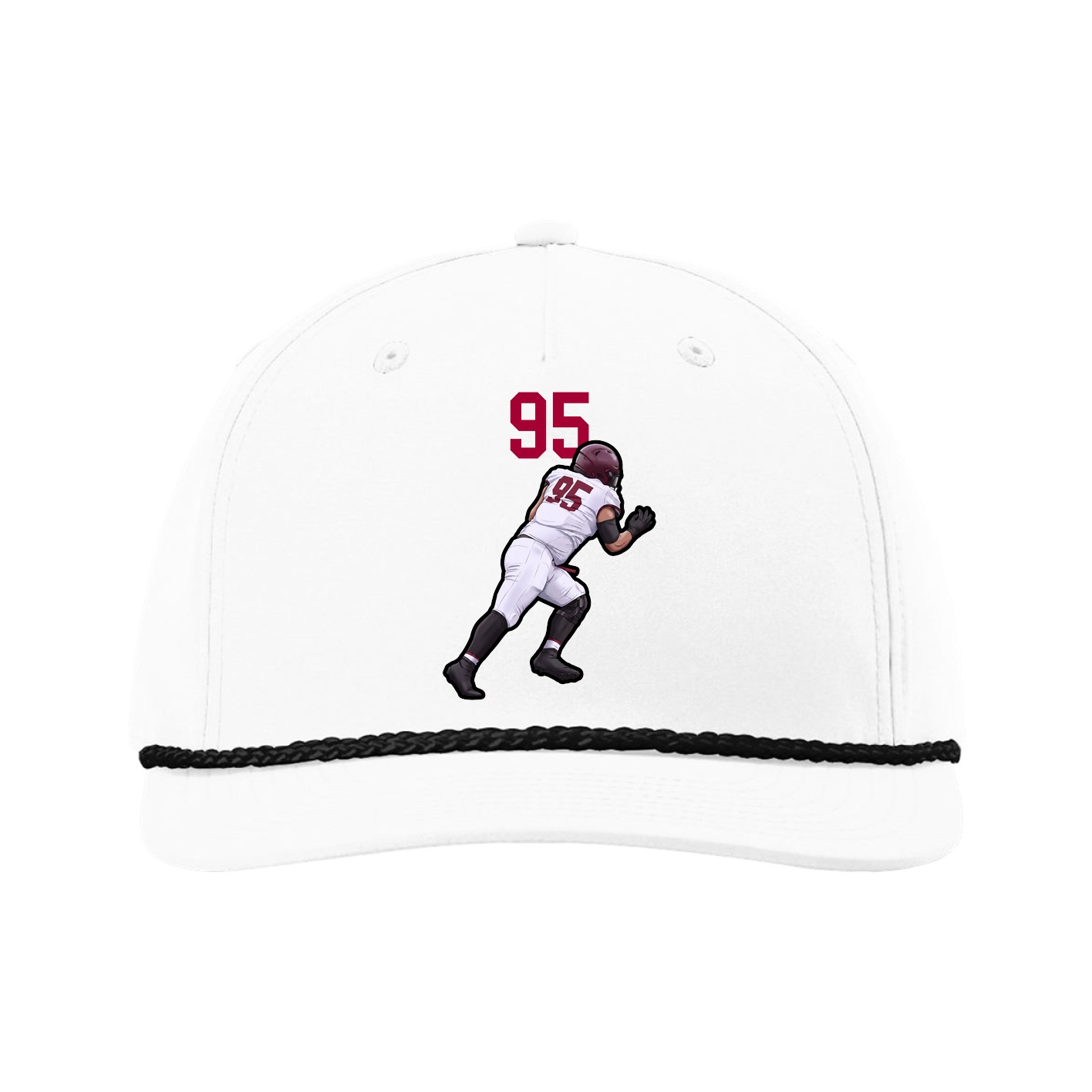 Five-Panel Classic Rope Cap — Number Top in White