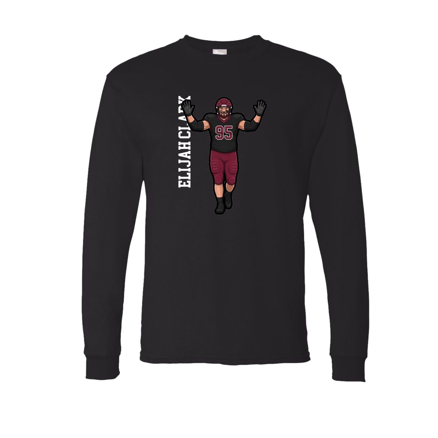 Long Sleeve Tee — Name Vertical in Black