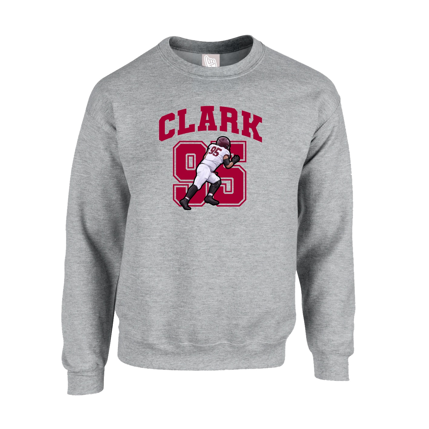 Fleece Crew — Number in Grey