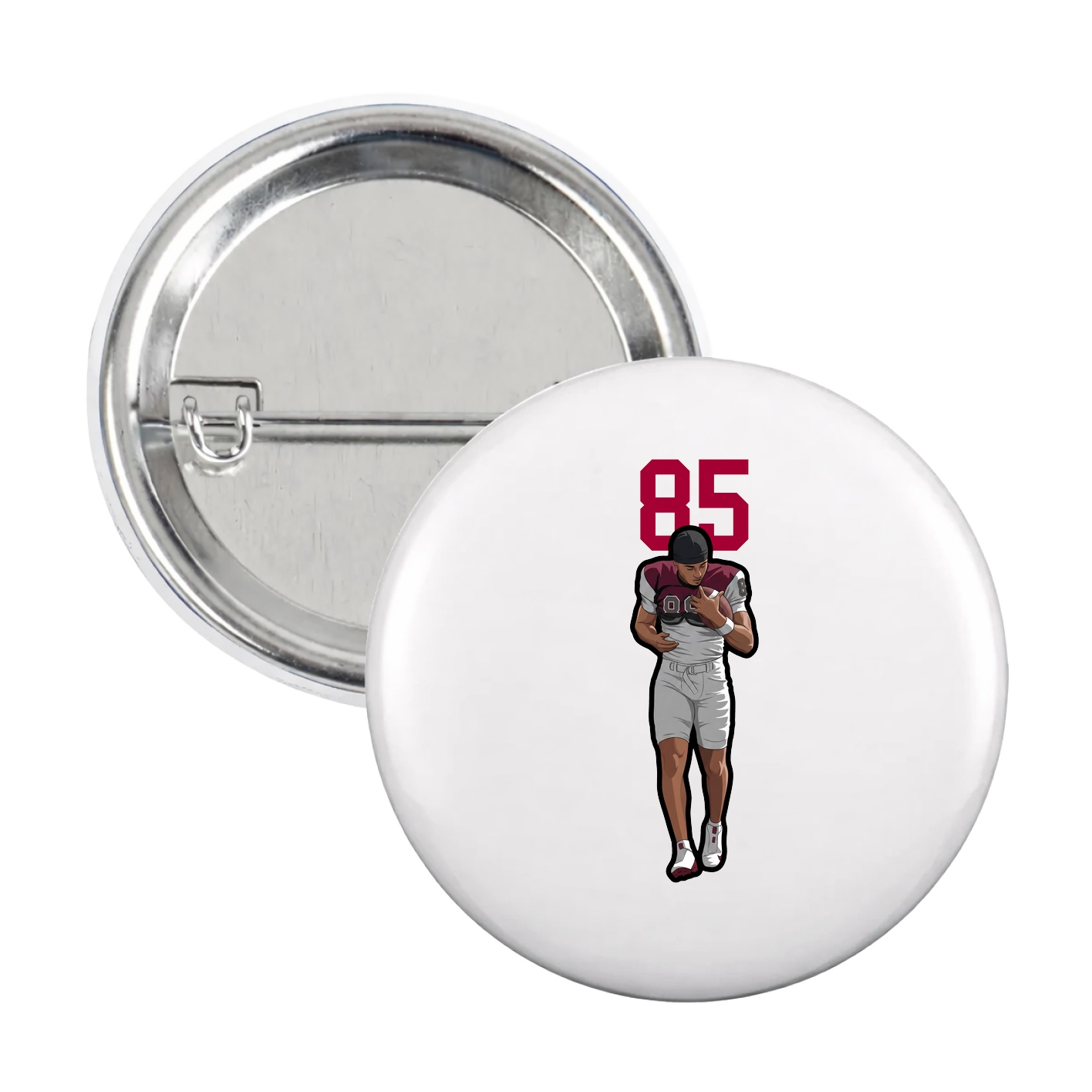 Game Day Button — Number Top in White