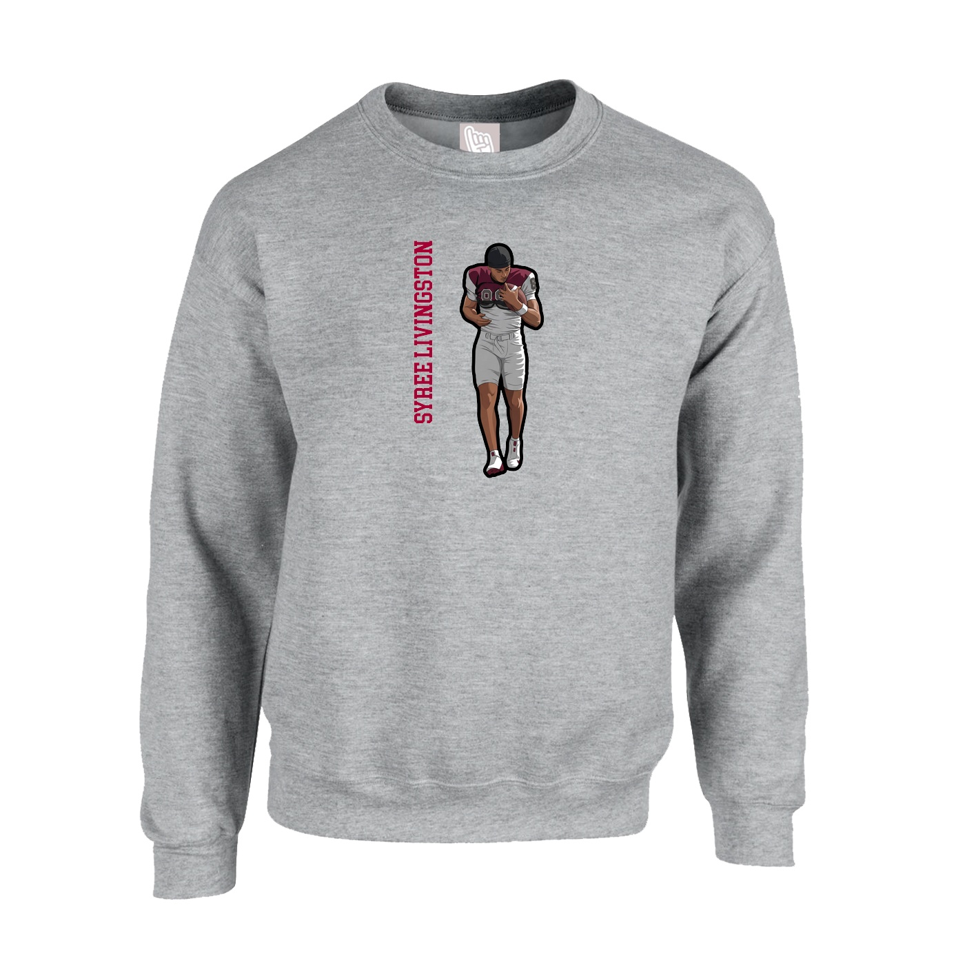 Fleece Crew — Name Vertical in Grey