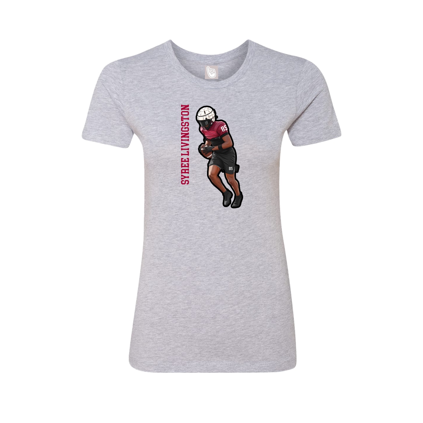 Fitted Women's Tee — Name Vertical in Grey