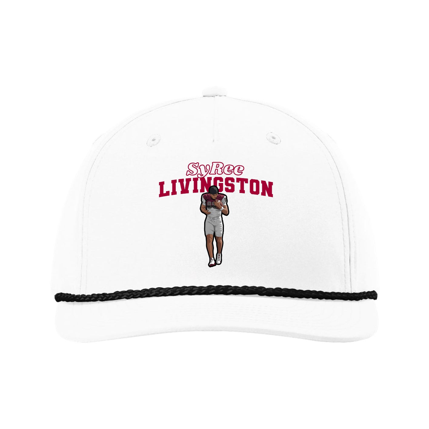 Five-Panel Classic Rope Cap — Name Arch in White
