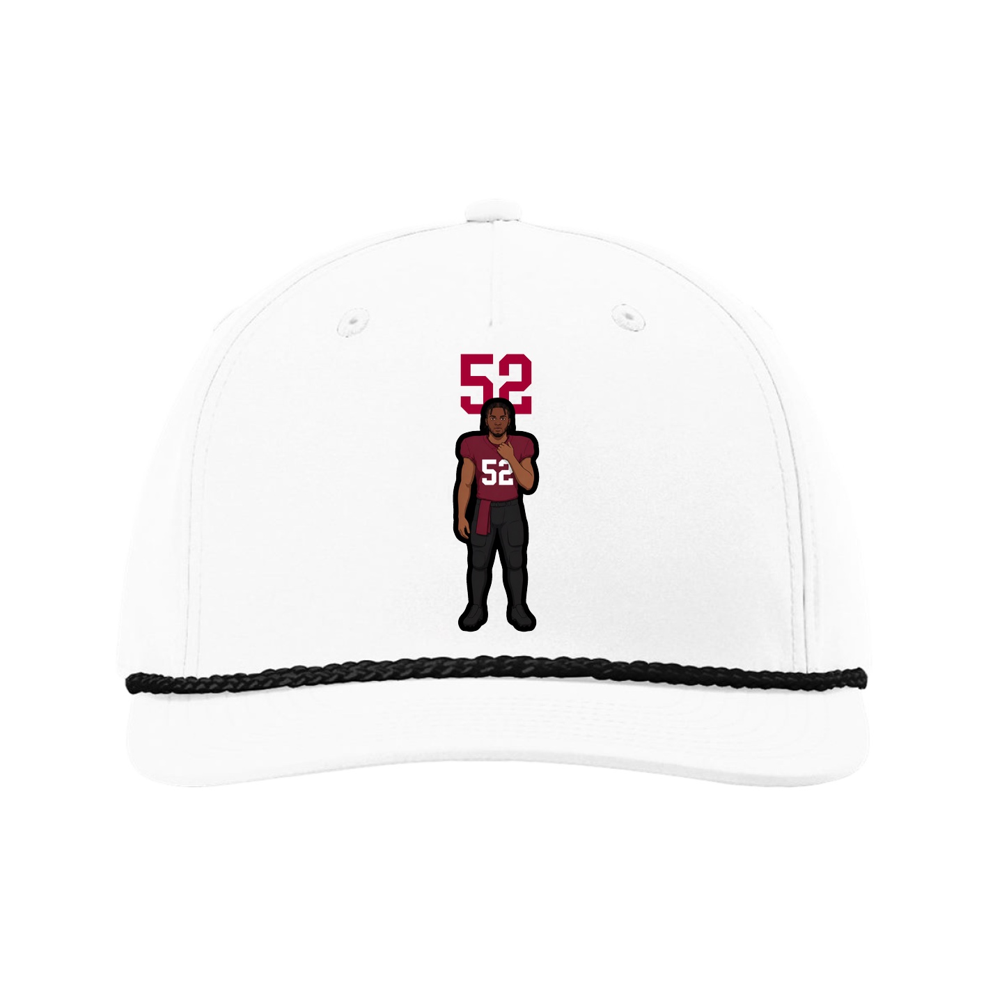 Five-Panel Classic Rope Cap — Number Top in White