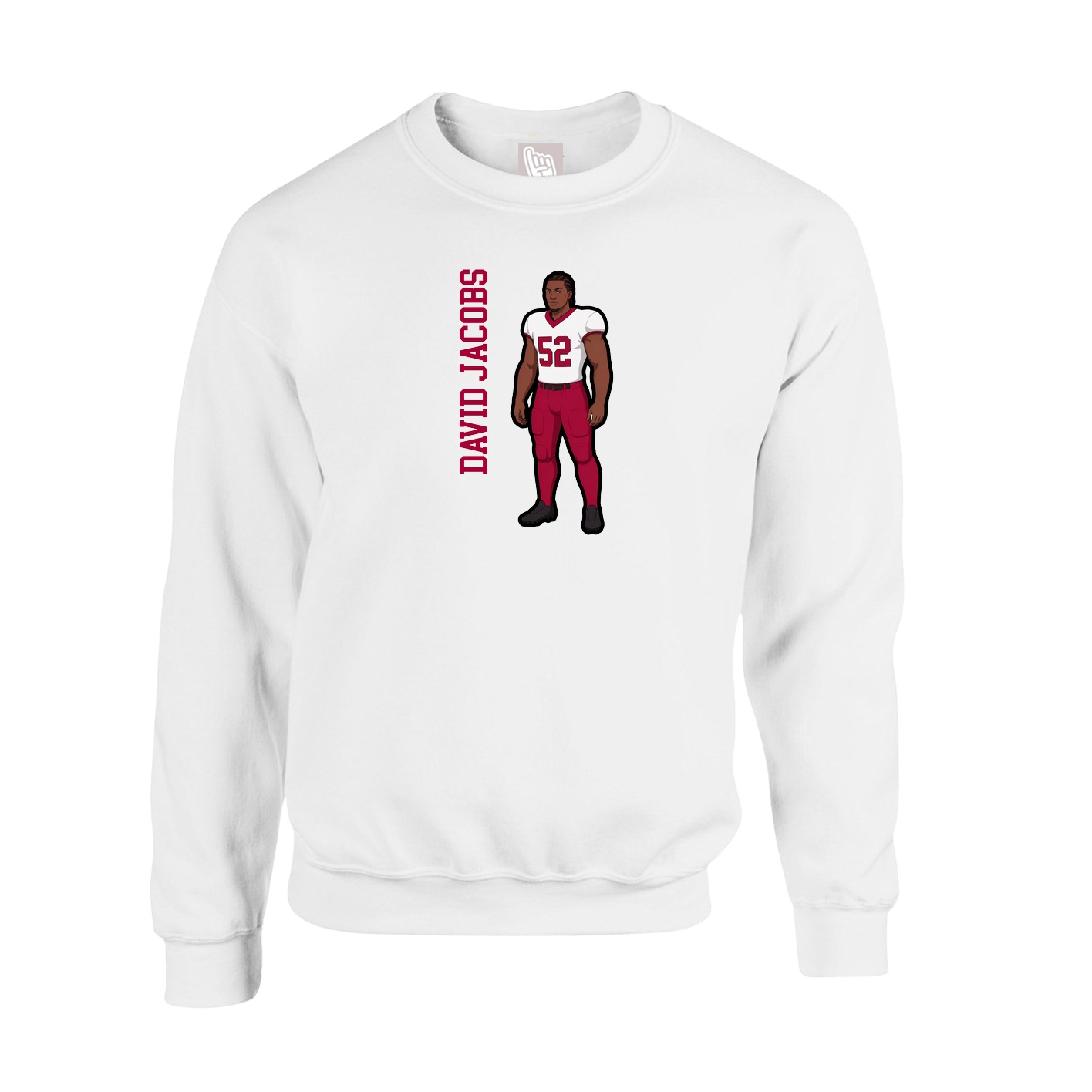 Fleece Crew — Name Vertical in White
