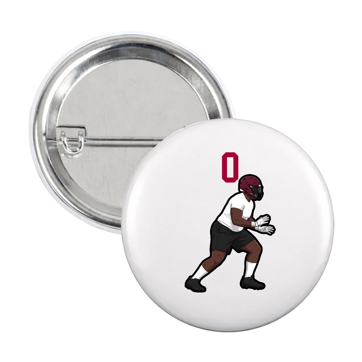 Game Day Button — Number Top in White