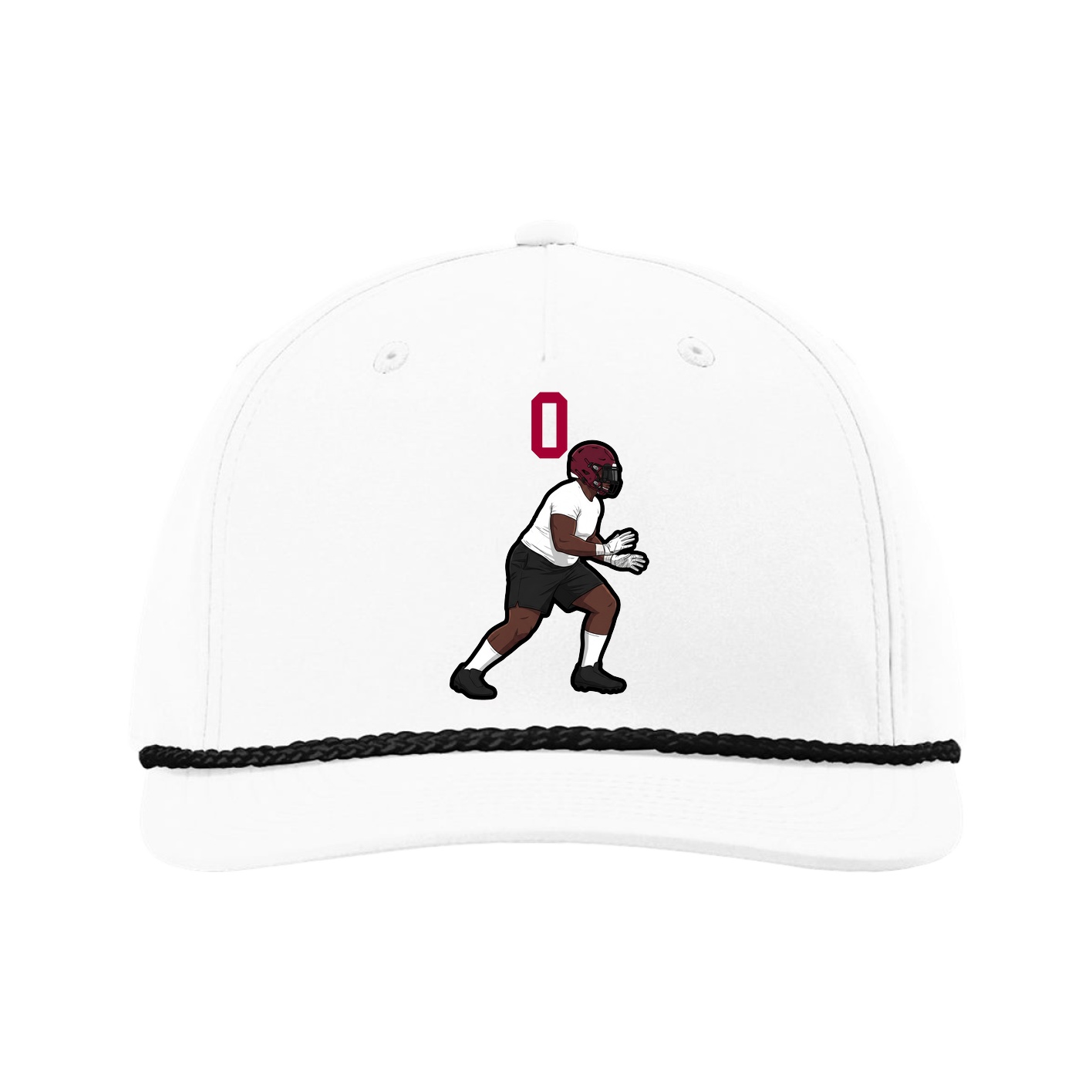 Five-Panel Classic Rope Cap — Number Top in White