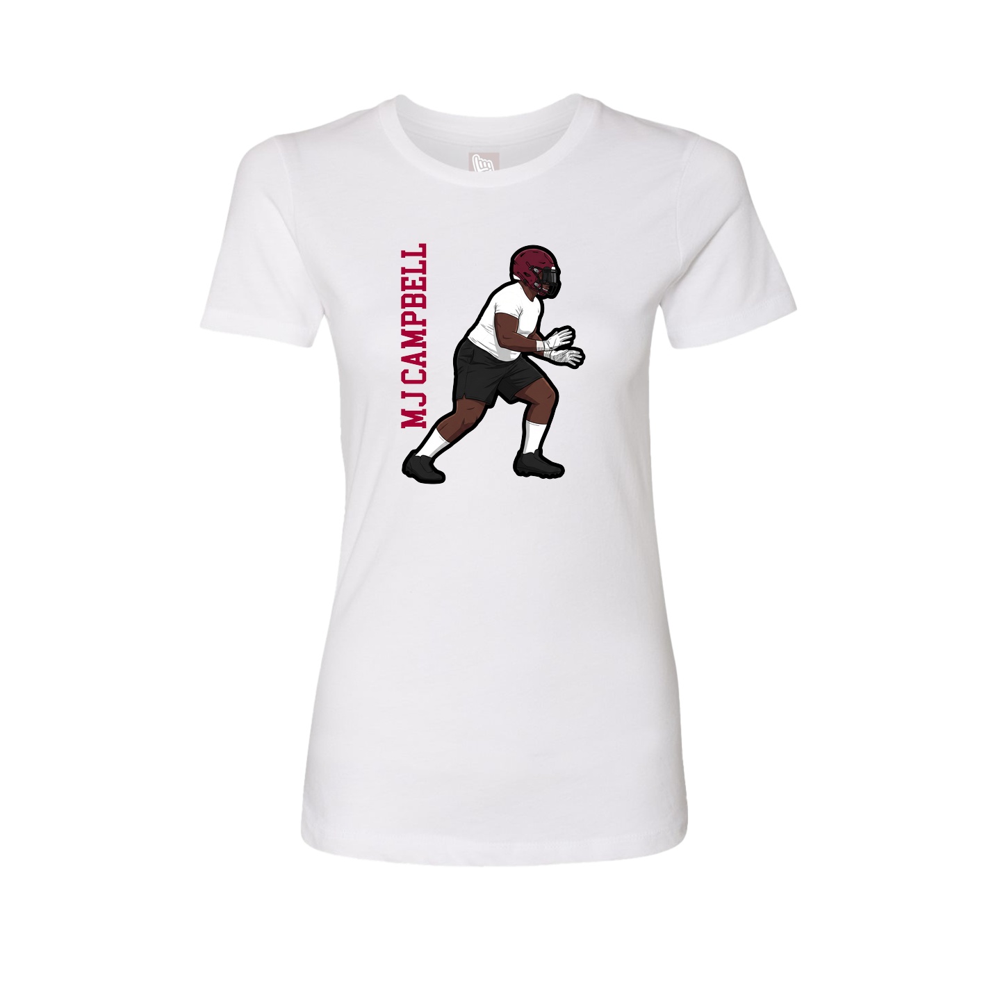 Fitted Women's Tee — Name Vertical in White
