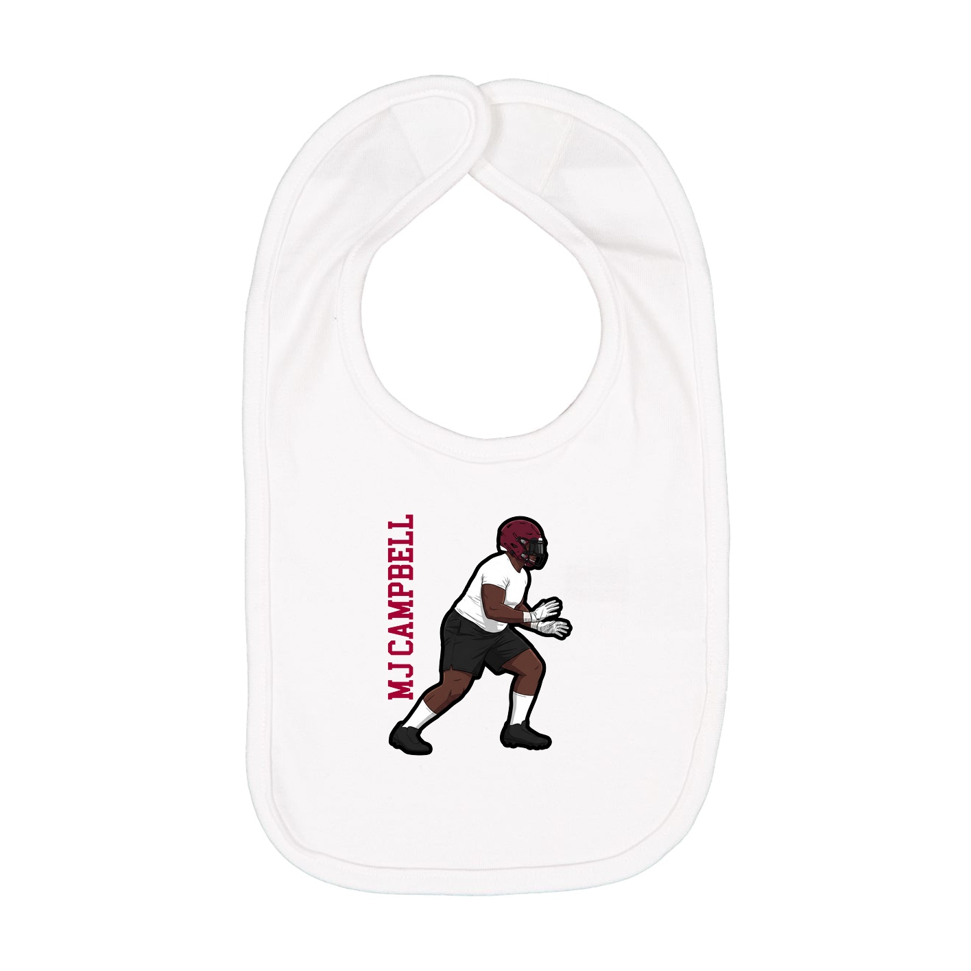 Infant Bib — Name Vertical in White