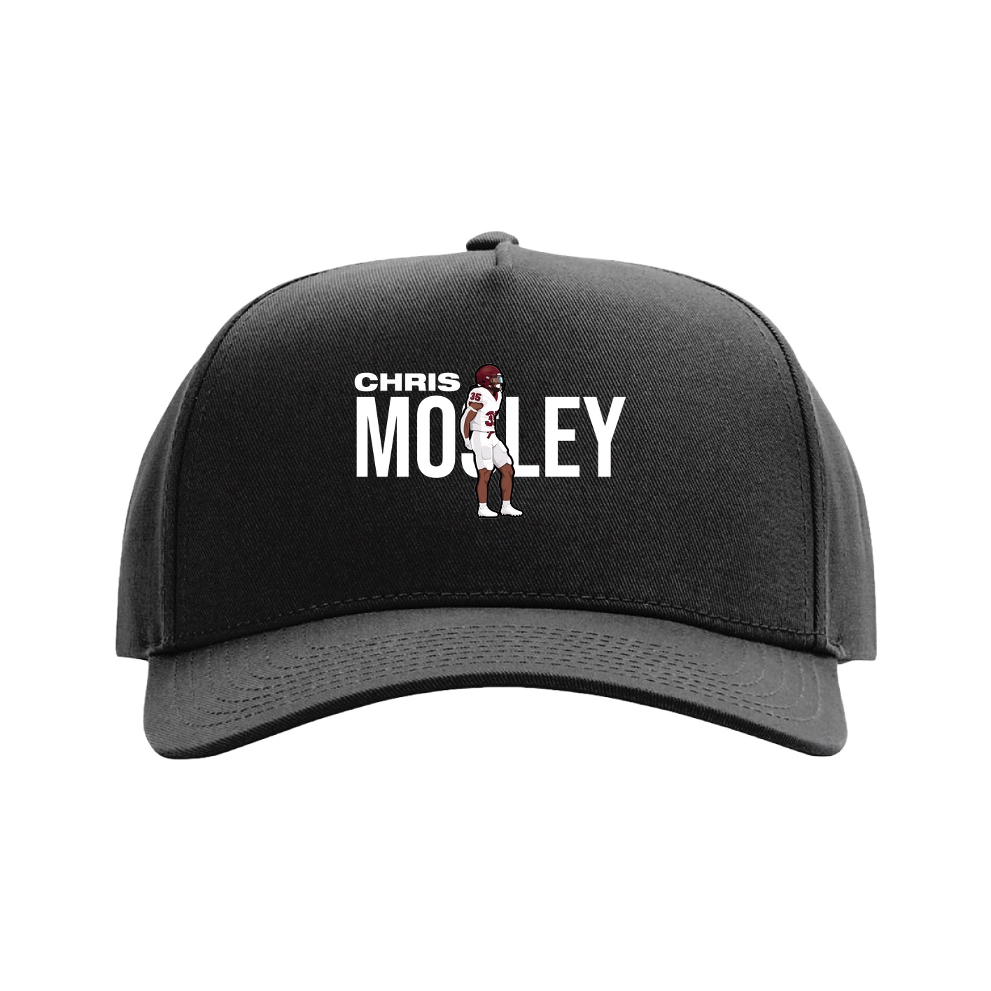 Full Fabric Five-Panel Champ Cap — Player Name in Black