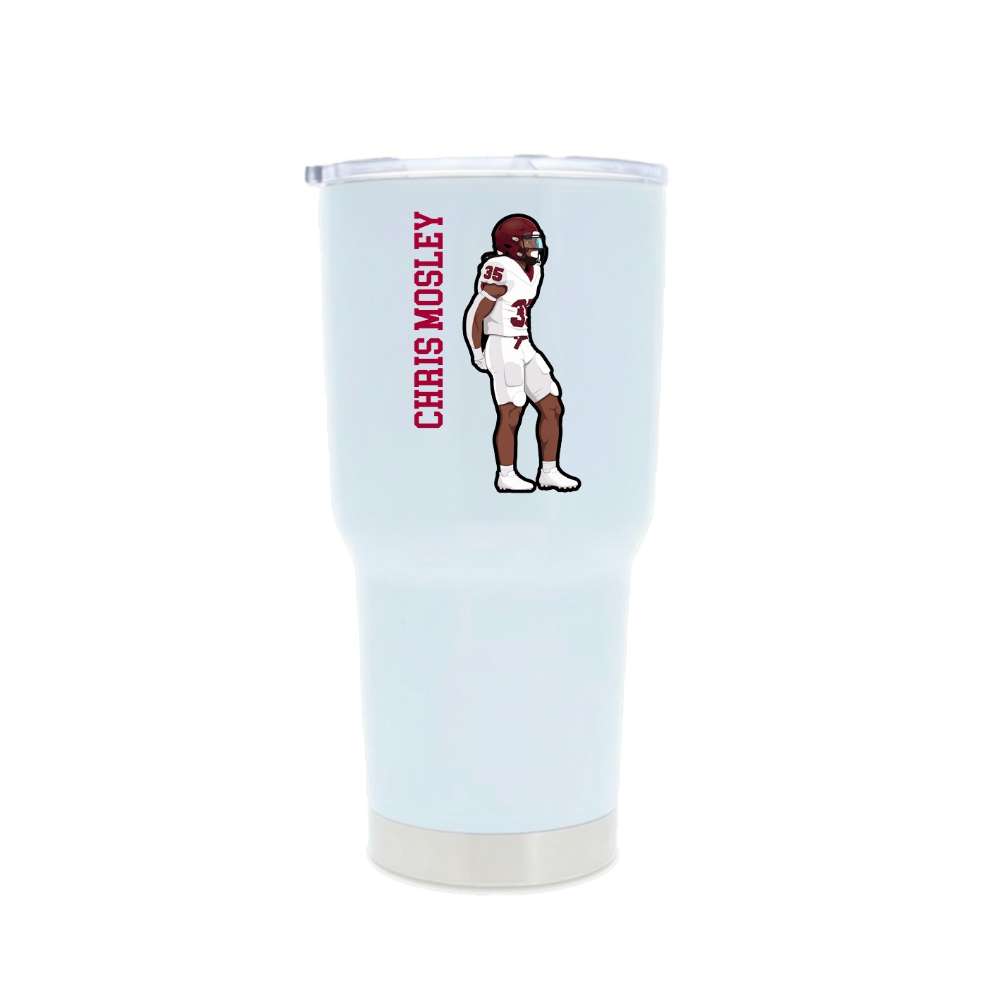 30oz Stainless Steel Tumbler — Name Vertical in White