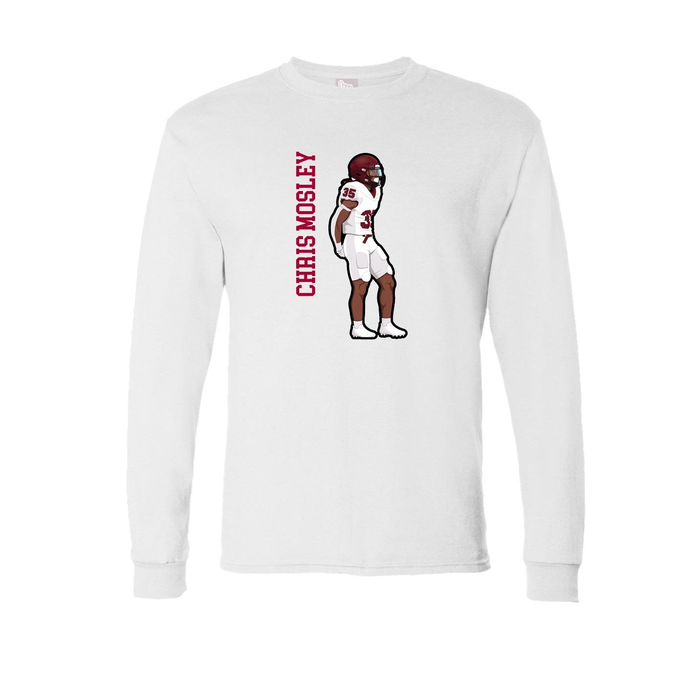 Long Sleeve Tee — Name Vertical in White