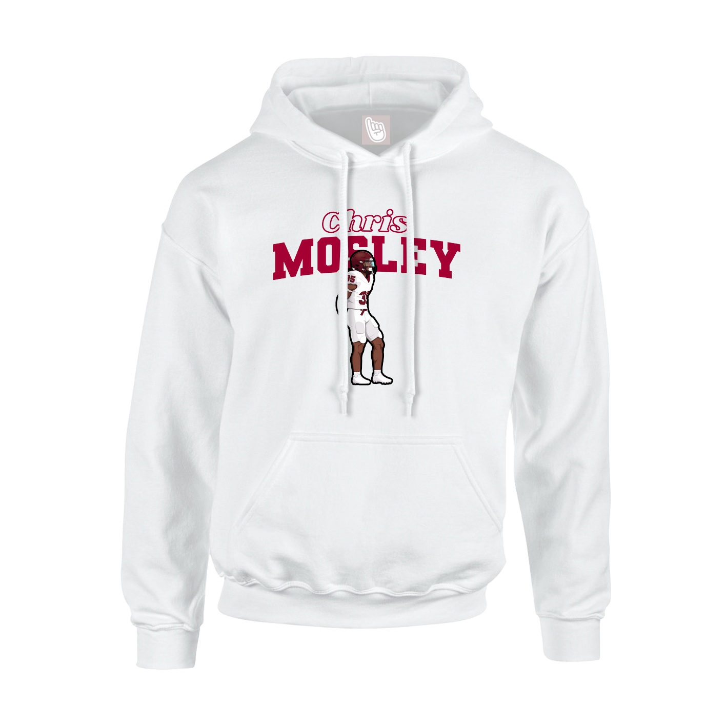 Youth Hoodie — Name Arch in White