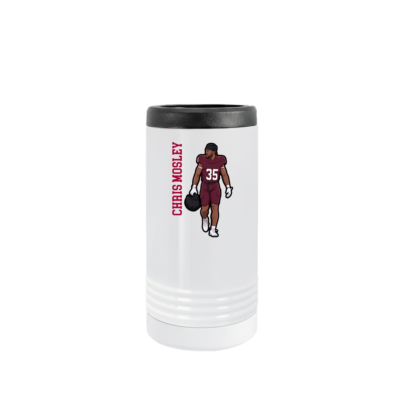 Slim Beverage Holder — Name Vertical in White