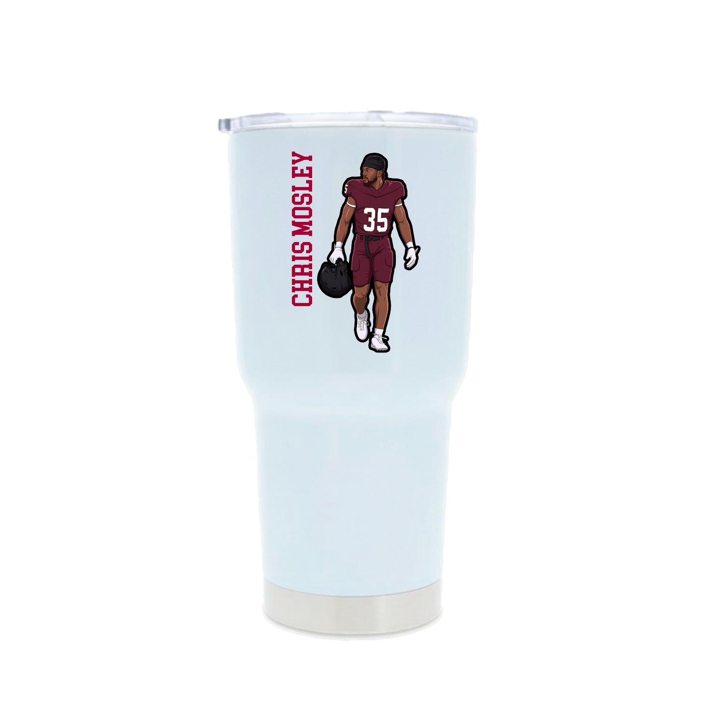 30oz Stainless Steel Tumbler — Name Vertical in White