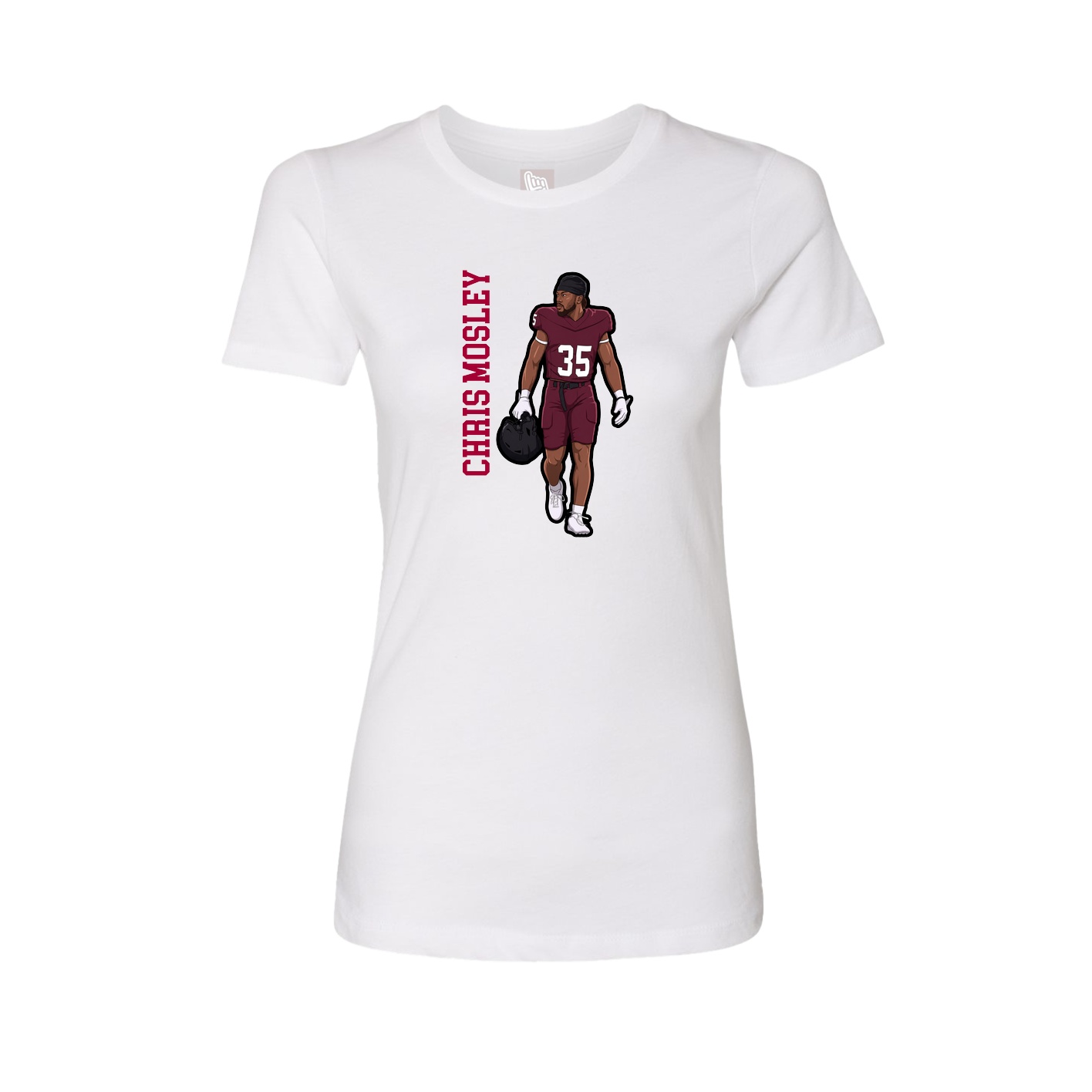 Fitted Women's Tee — Name Vertical in White