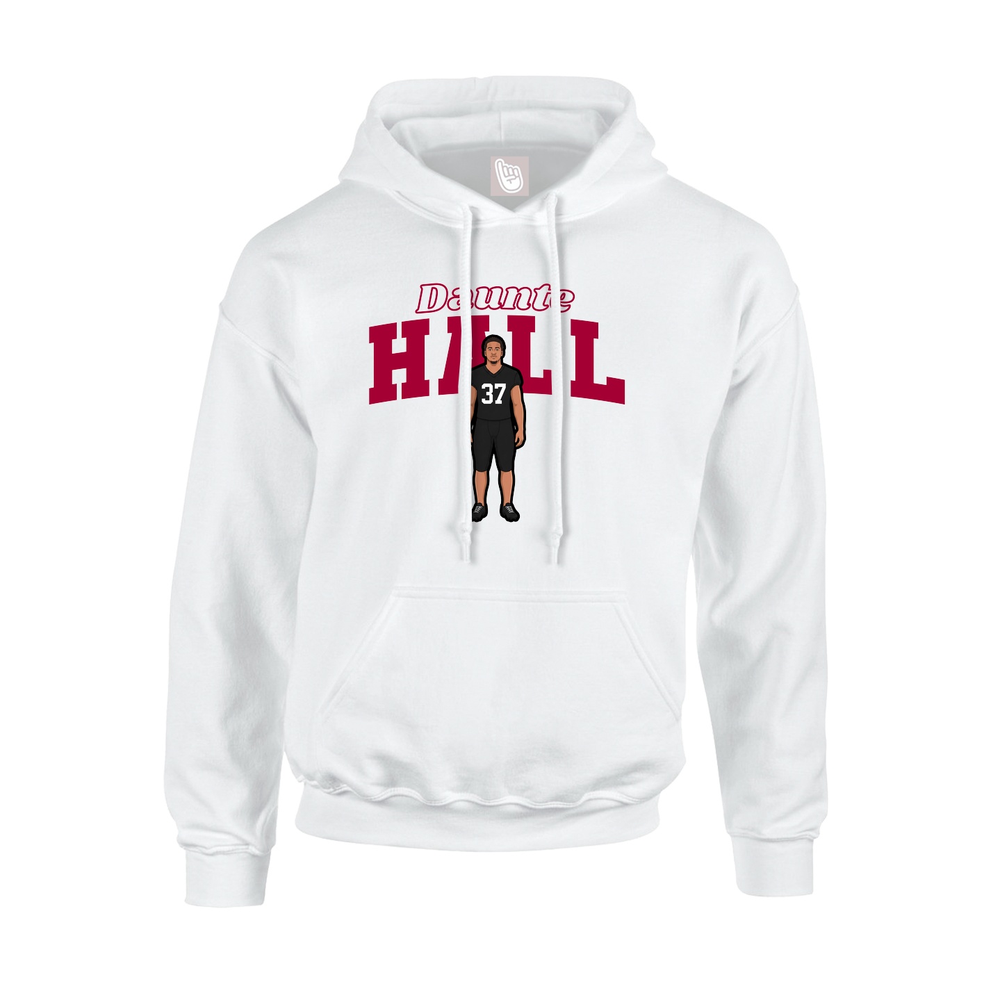 Youth Hoodie — Name Arch in White