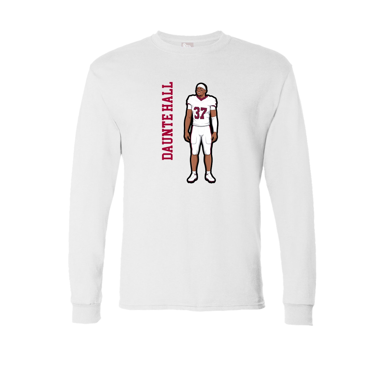 Long Sleeve Tee — Name Vertical in White