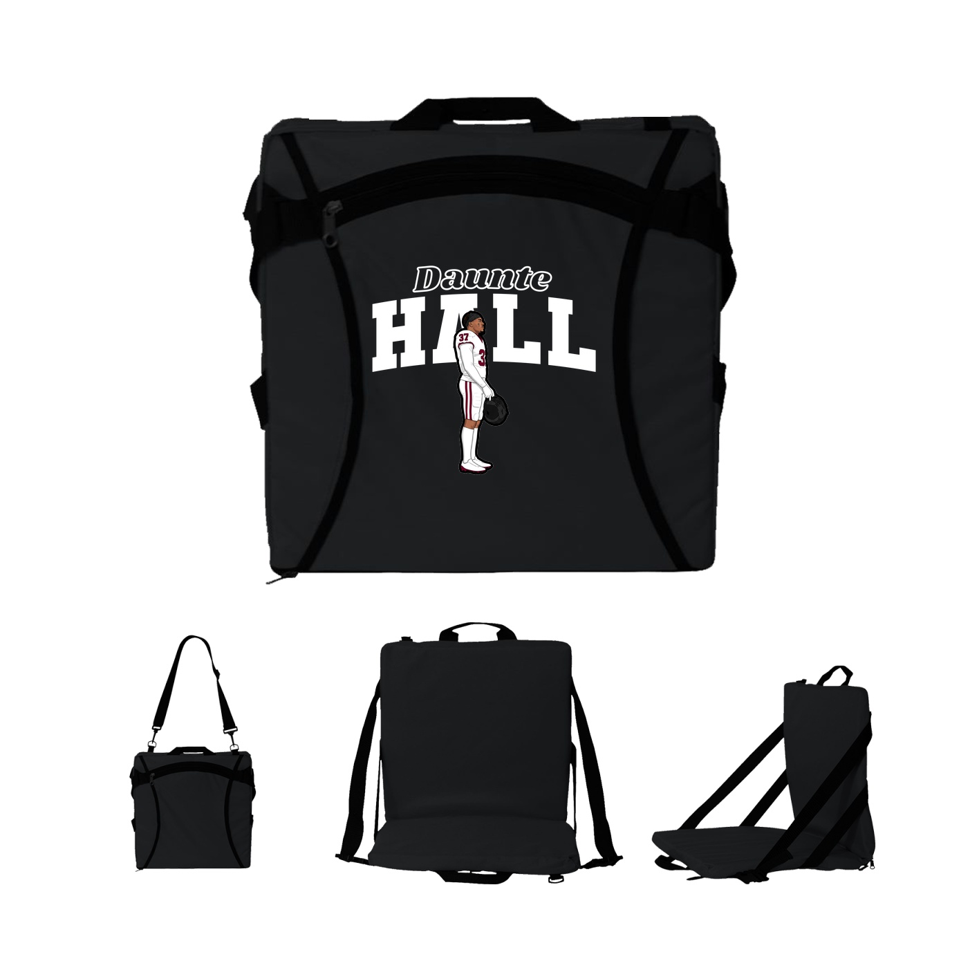 Folding Stadium Seat — Name Arch in Black