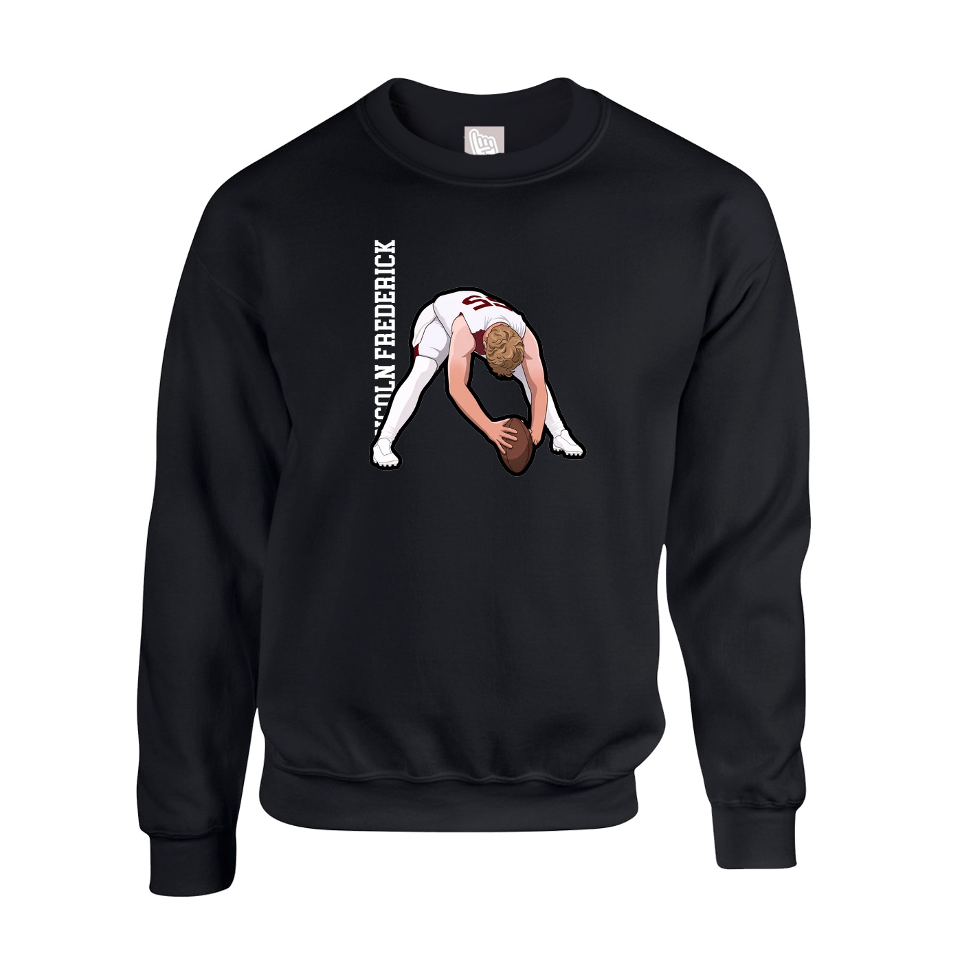 Fleece Crew — Name Vertical in Black