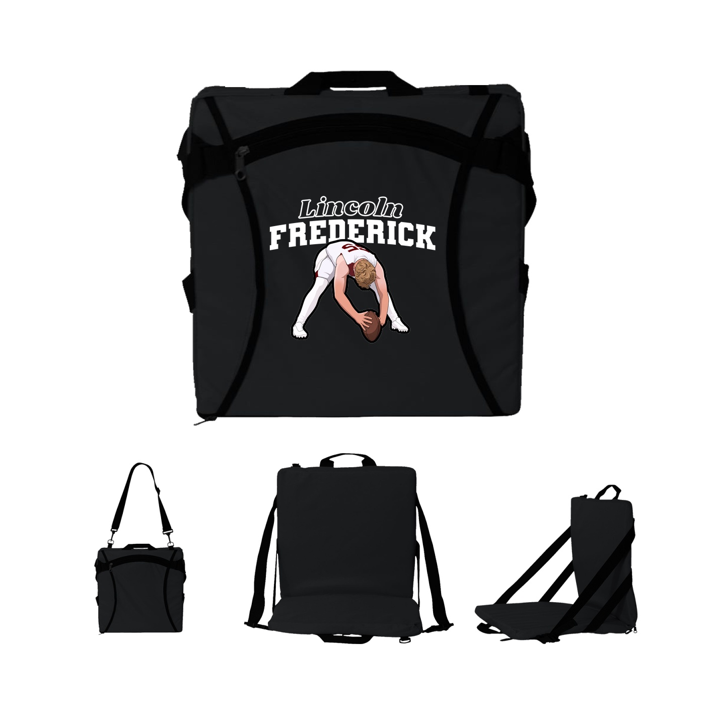 Folding Stadium Seat — Name Arch in Black