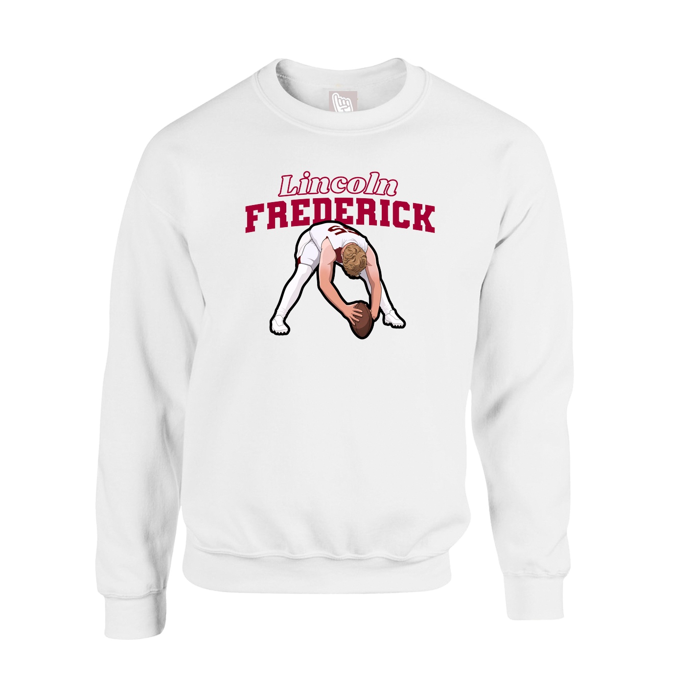 Fleece Crew — Name Arch in White