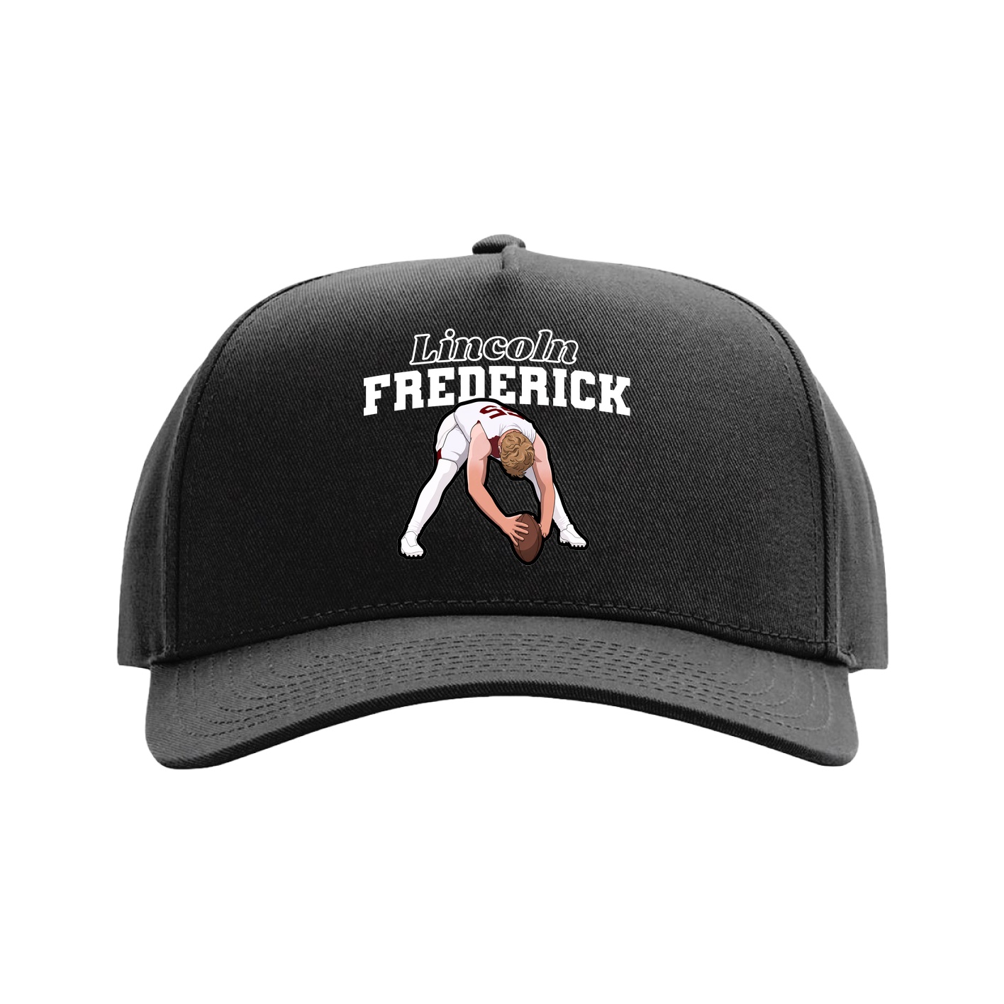 Full Fabric Five-Panel Champ Cap — Name Arch in Black