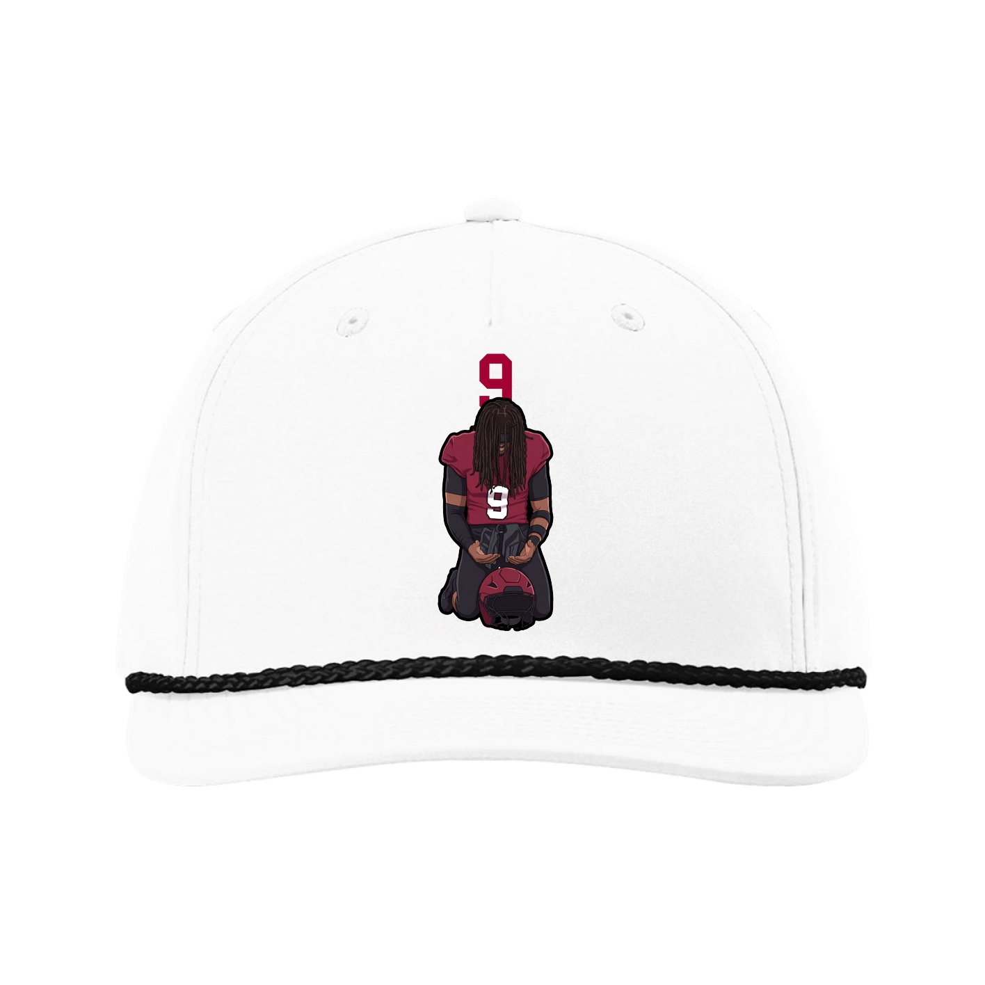 Five-Panel Classic Rope Cap — Number Top in White
