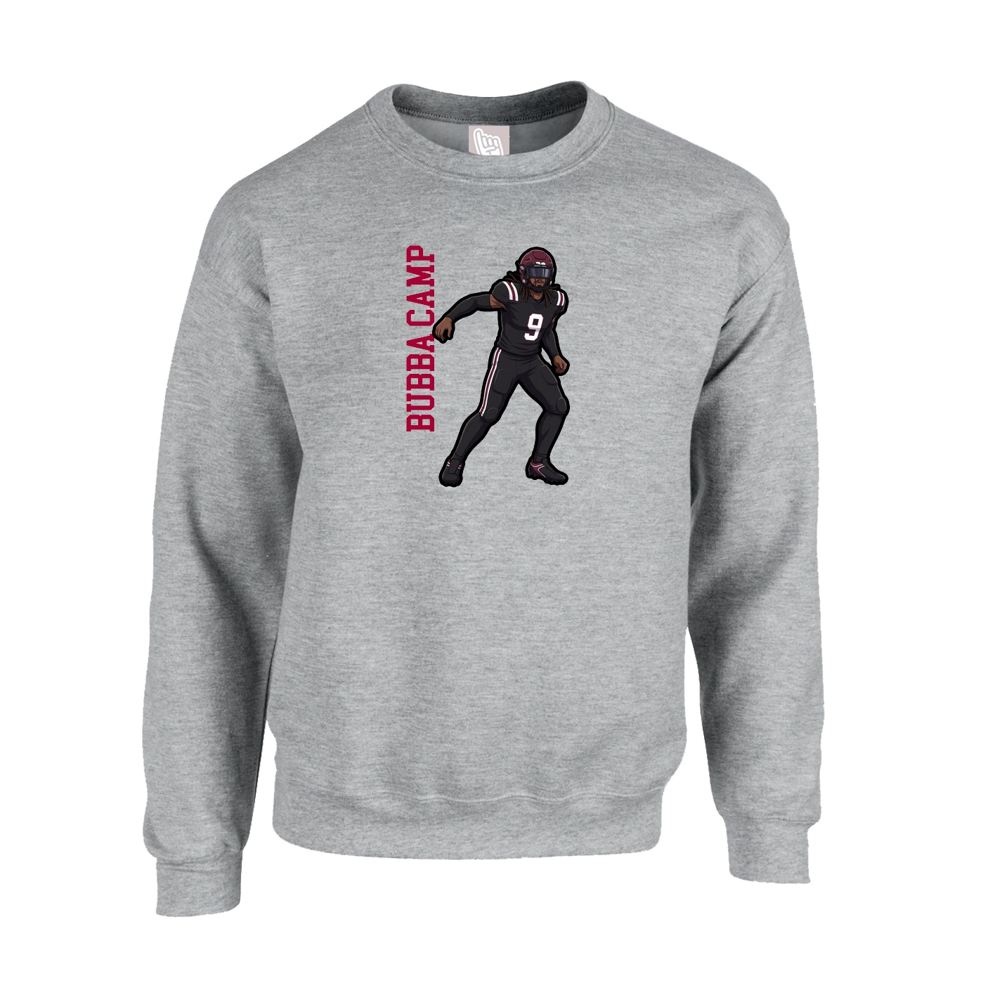 Fleece Crew — Name Vertical in Grey