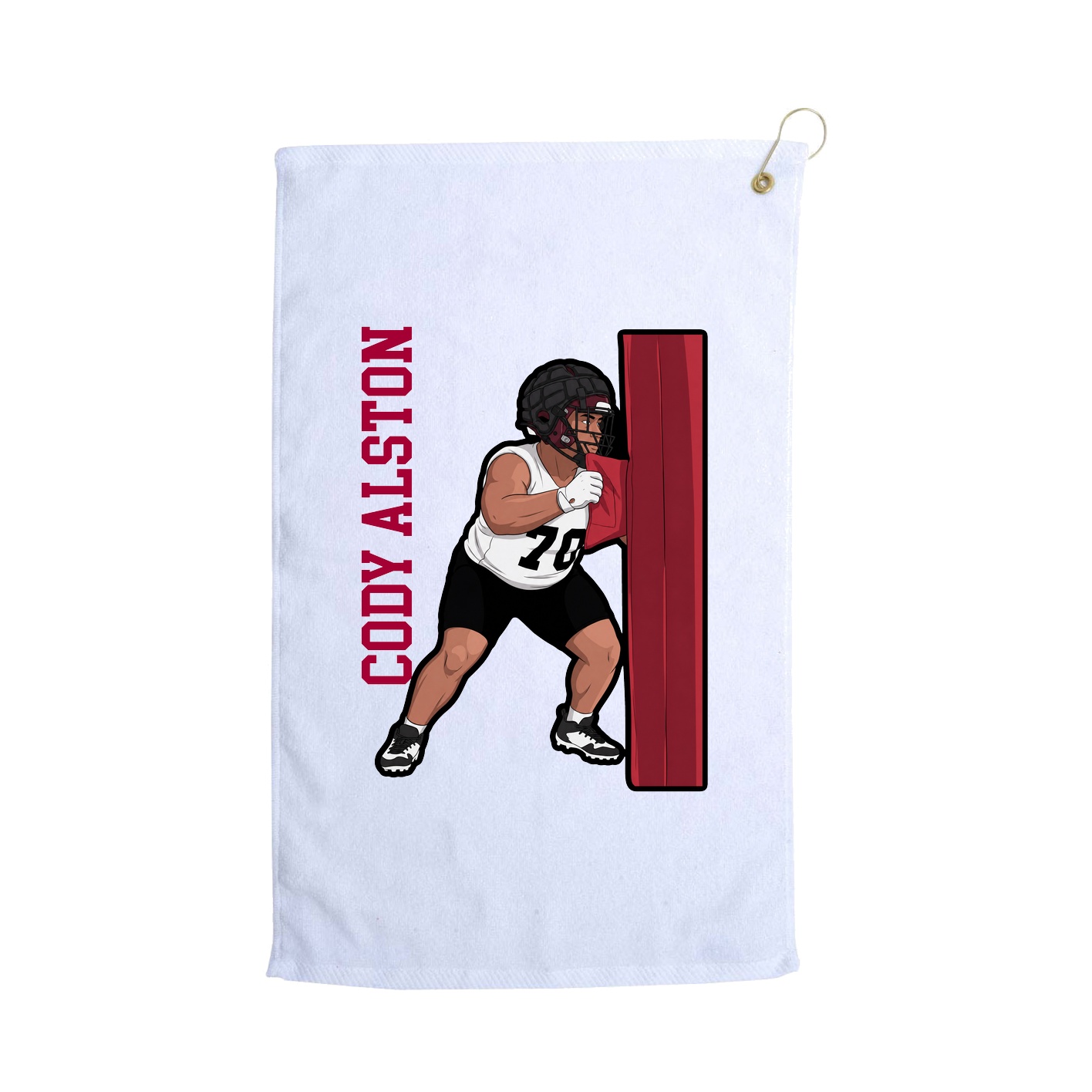 Golf Towel — Name Vertical in White