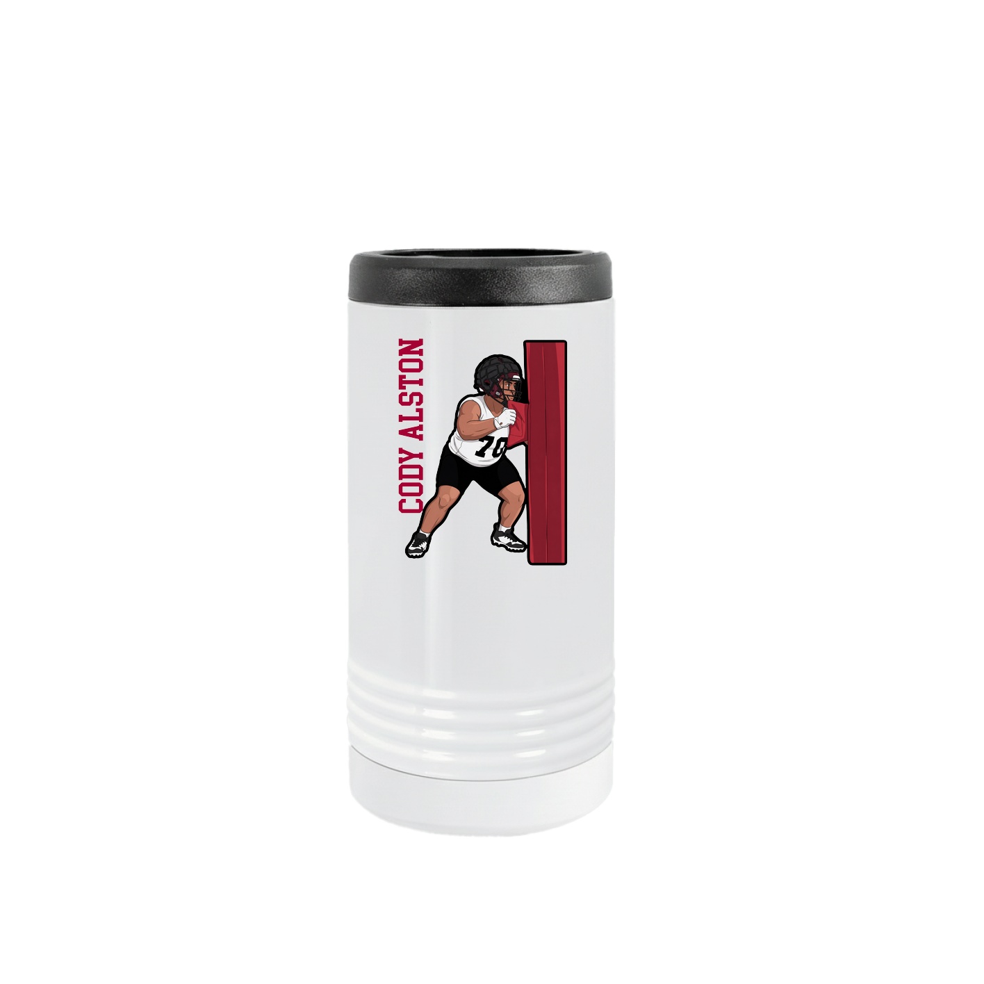 Slim Beverage Holder — Name Vertical in White
