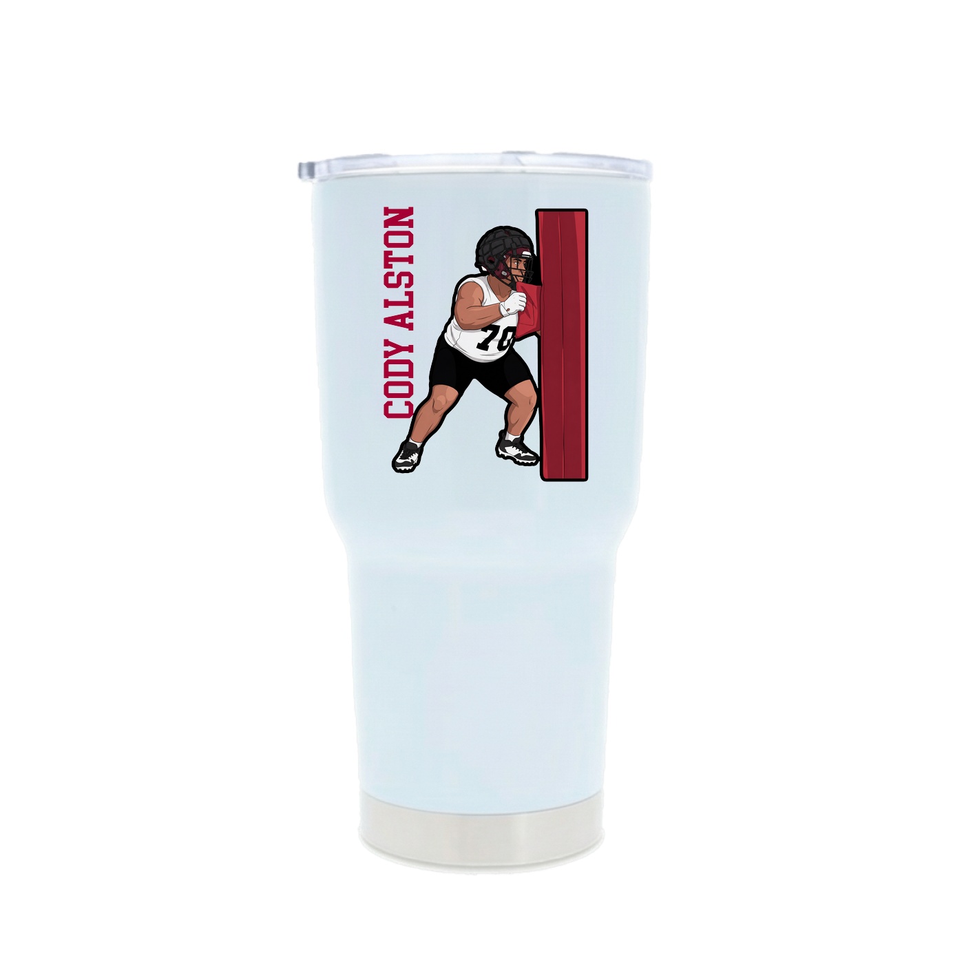 30oz Stainless Steel Tumbler — Name Vertical in White
