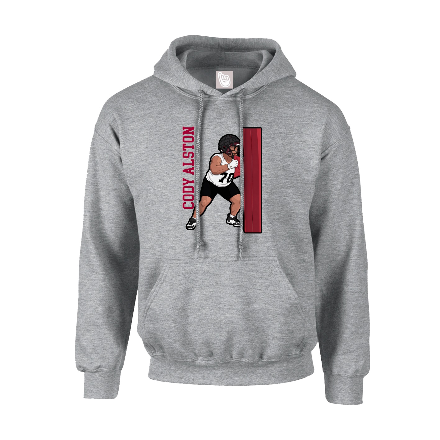 Hoodie — Name Vertical in Grey